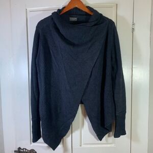 Ramblers Way Womens Wool Silk Blend Asymmetrical Wrap Sweater Charcoal S Boho
